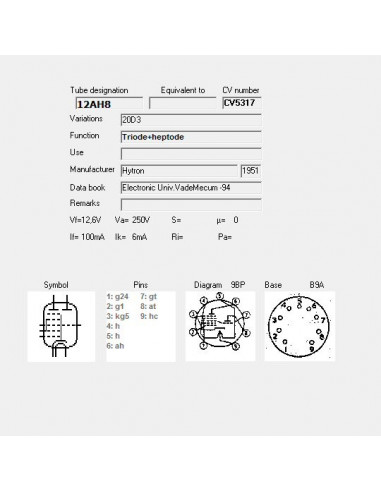 12AH8 capture d'écran de TubeData