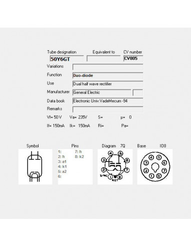 50Y6GT/G capture d'écran de TubeData